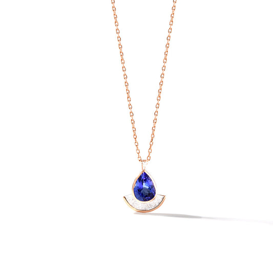 18K YELLOW GOLD DIAMOND TANZANITE PENDANT, AB0479P