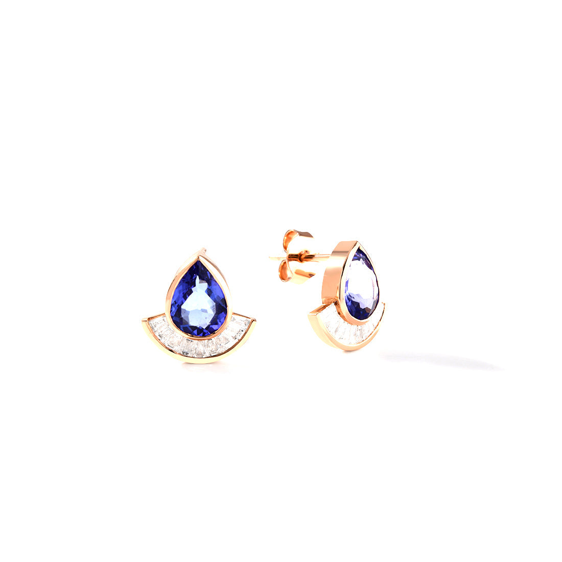 18K YELLOW GOLD DIAMOND TANZANITE EARRINGS, AB0482E