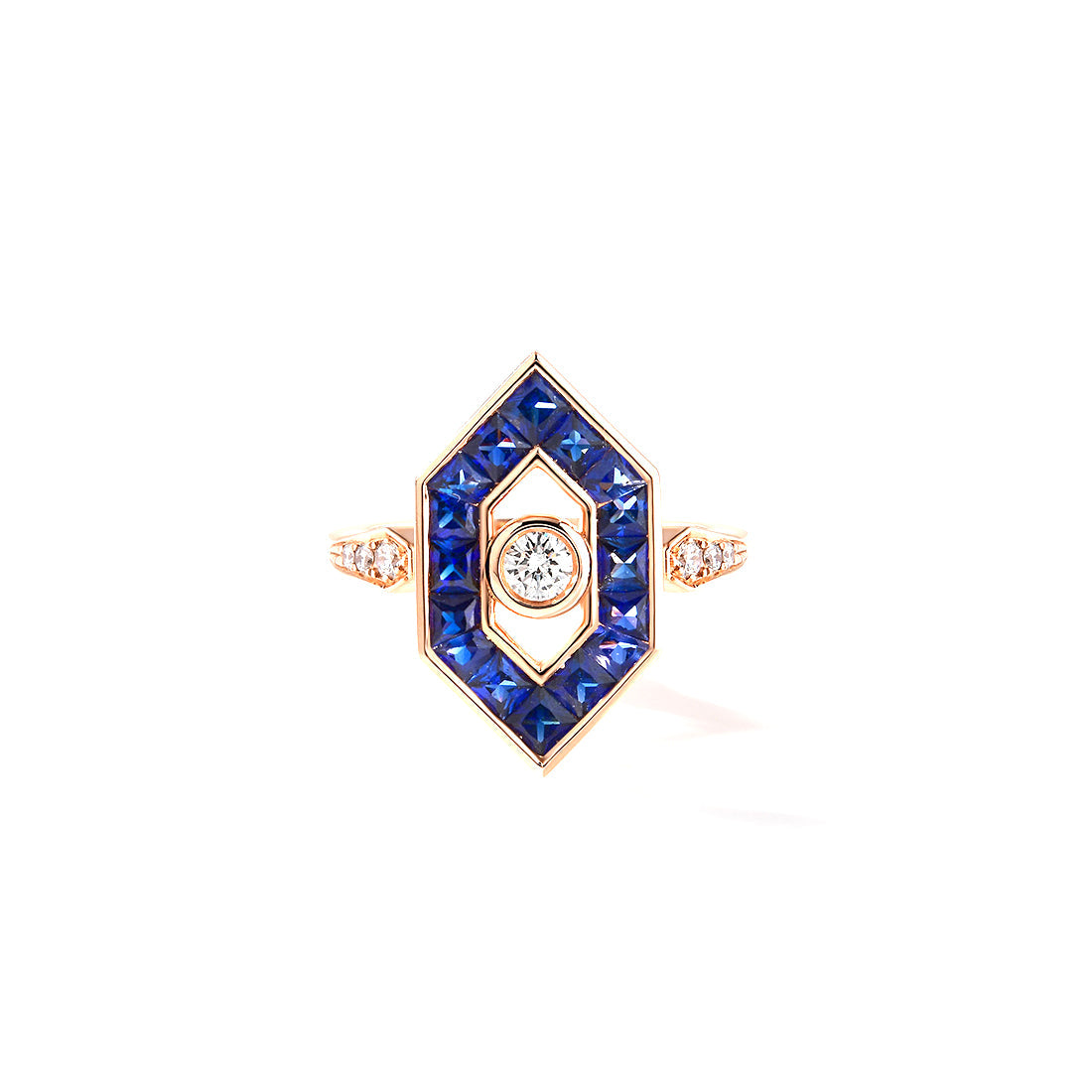 18K YELLOW GOLD DIAMOND SAPPHIRE RING, AB0483R