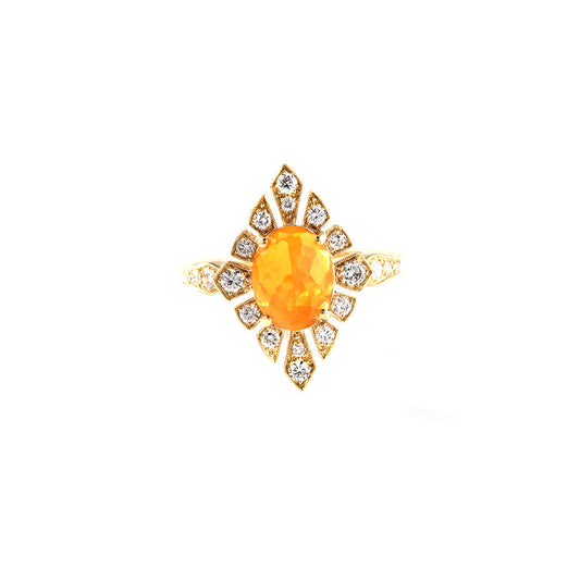 18K YELLOW GOLD DIAMOND OPAL STONE RING, AB0484R