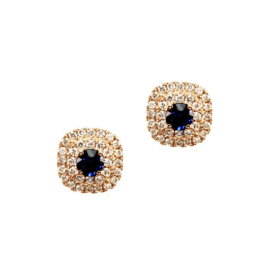 18K ROSE GOLD EARRING W/SAPPHIRE