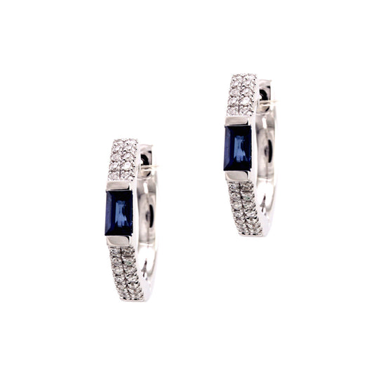 18K WHITE GOLD EARRING W/SAPPHIRE