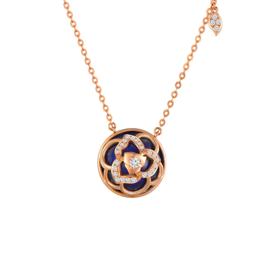 18K ROSE GOLD DIAMOND & LAPIZ LAZULI NECKLACE