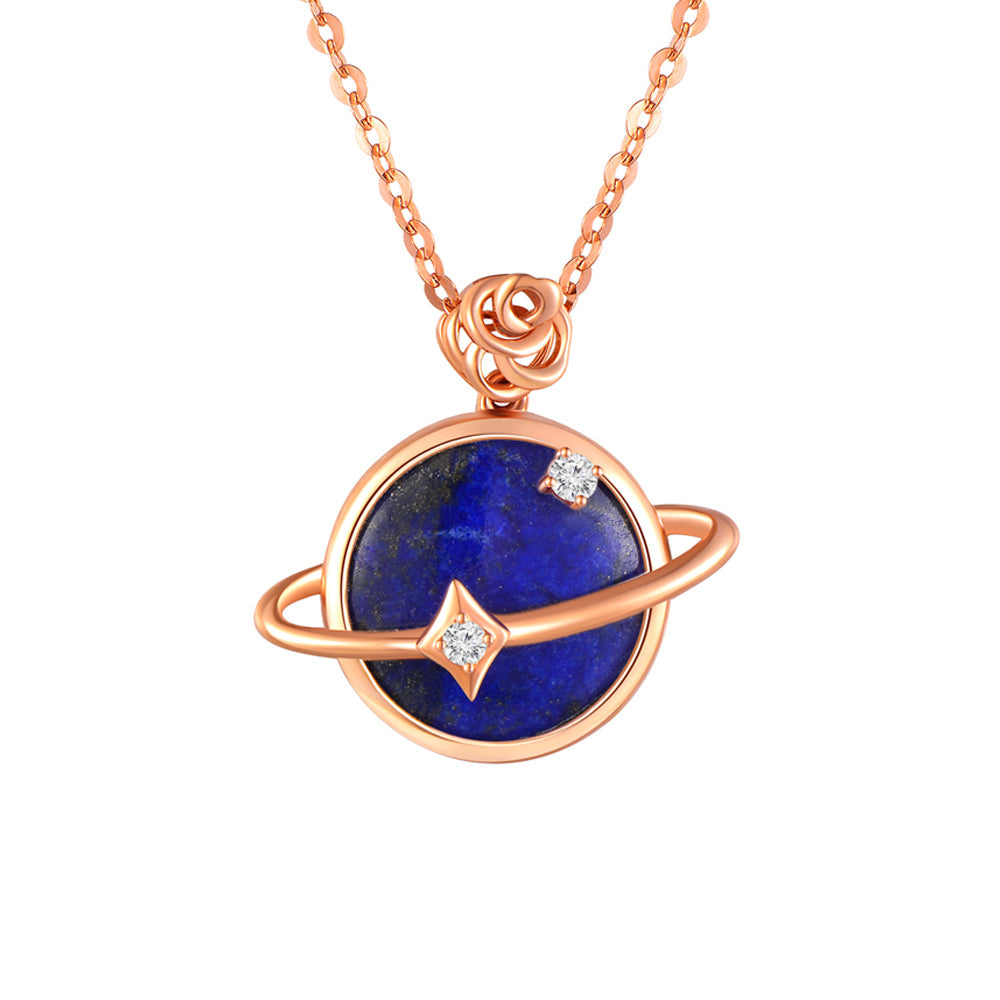 18K ROSE GOLD DIAMOND & LAPIZ LAZULI NECKLACE