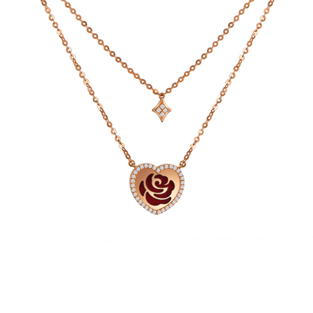 18K ROSE GOLD DIAMOND & AGATE NECKLACE