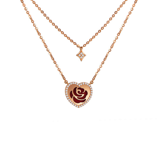 18K ROSE GOLD DIAMOND & AGATE NECKLACE