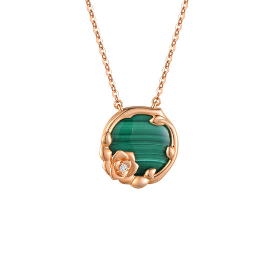 18K ROSE GOLD DIAMOND & MALACHITE NECKLACE