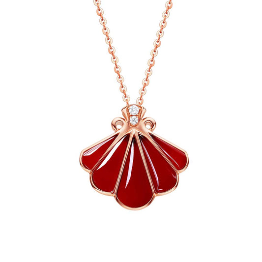 18K ROSE GOLD DIAMOND & AGATE NECKLACE,