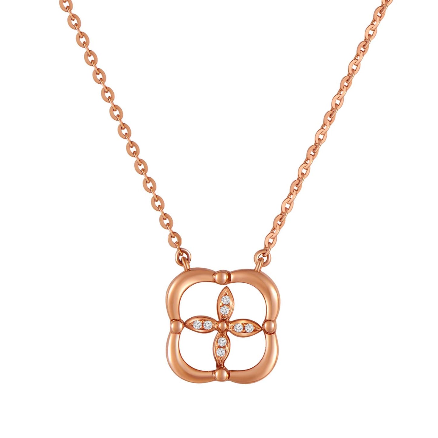 18K ROSE GOLD DIAMOND SHINNING NECKLACE,