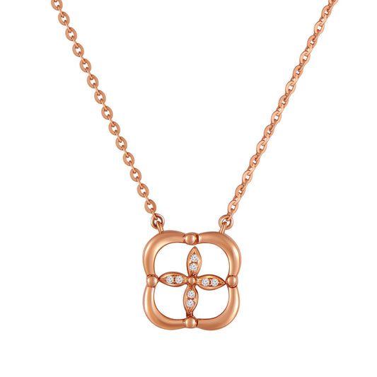 18K ROSE GOLD DIAMOND SHINNING NECKLACE,