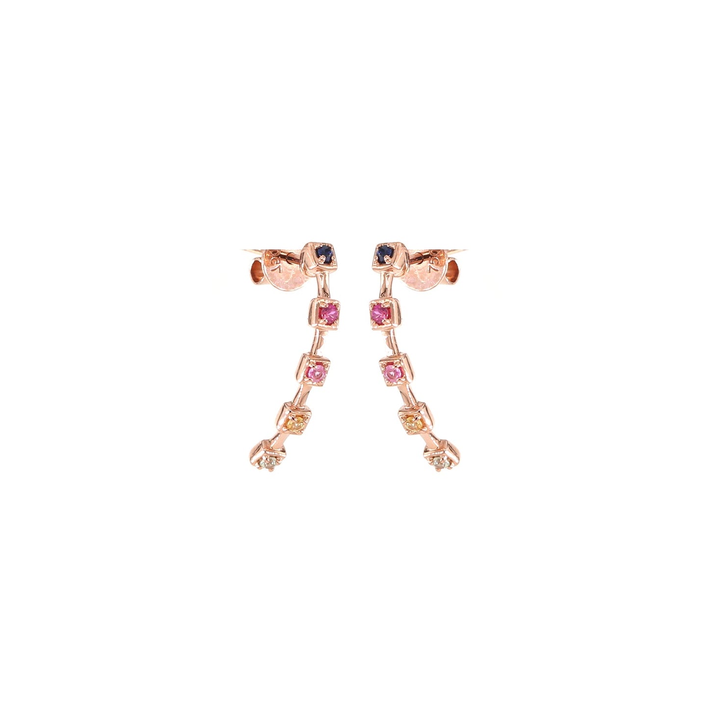 18K ROSE GOLD EARRINGS W/BSA,GSA,PSA & YSA,